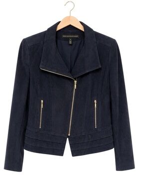 White‎ House Black Market Womens Moto Suede Jacket M Purple Edgy Indie Boho